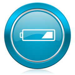 battery blue icon charging symbol power sign