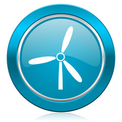 windmill blue icon renewable energy sign