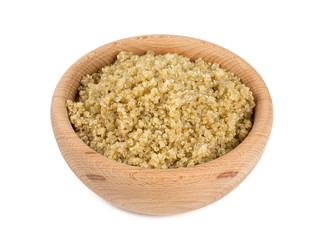 cooked quinoa in a bowl isolated