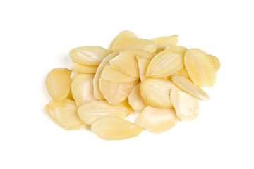 sliced almond isolated on white