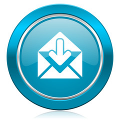 email blue icon post message sign