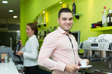  Barista make a cup of coffee