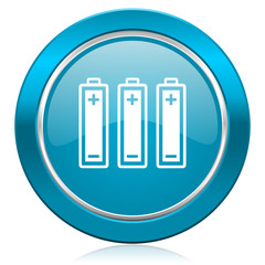 battery blue icon power sign