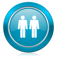 couple blue icon people sign team symbol