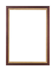 Wooden frame on white background