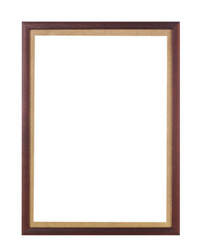 Wooden frame on white background