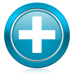 plus blue icon cross sign