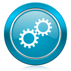 gears blue icon options sign