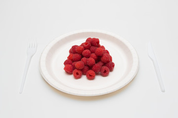 Raspberry on plate