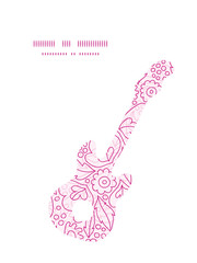 Vector pink flowers lineart guitar music silhouette pattern