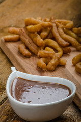 Churros with chocolate dip - Streed food, deep fried