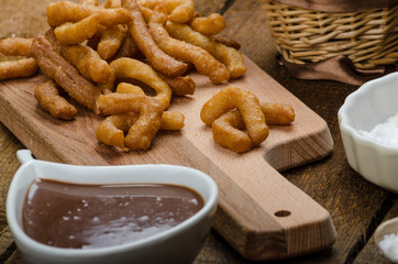 Churros with chocolate dip - Streed food, deep fried