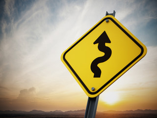 Curves ahead road sign