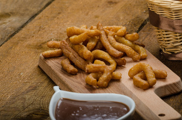 Churros with chocolate dip - Streed food, deep fried