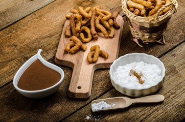 Churros with chocolate dip - Streed food, deep fried