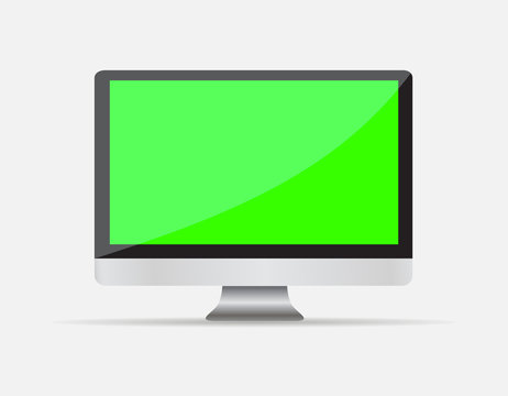 Realistic Empty computer display with green screen