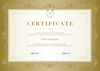 Vector illustration of gold detailed certificate