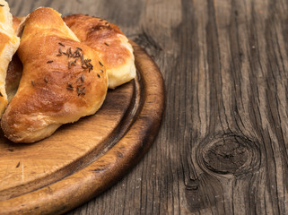 Homemade stuffed pastry with shape of rolls
