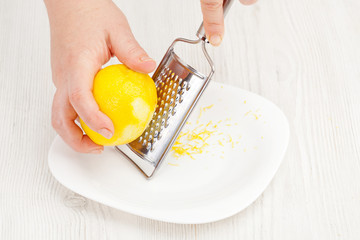 rubbing lemon peel