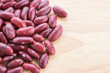 Red bean on wooden background