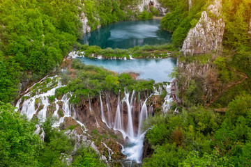 Breathtaking view of waterfalls in the Plitvice