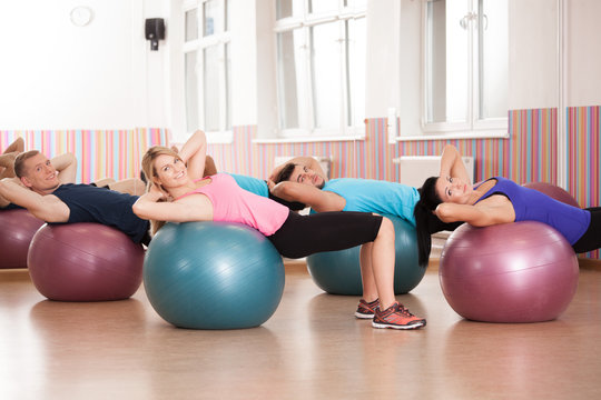Pilates exercise with fitness balls