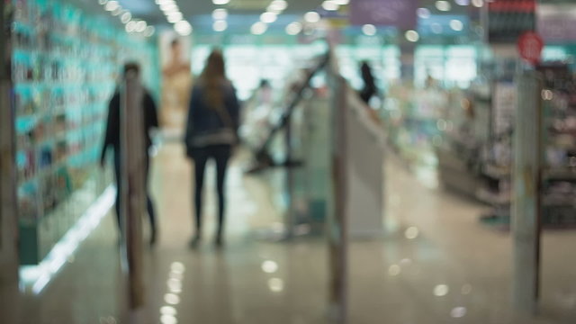 Blurred background : People in Supermarket store blur background