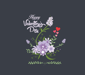 Happy valentines day with flower purple romantic