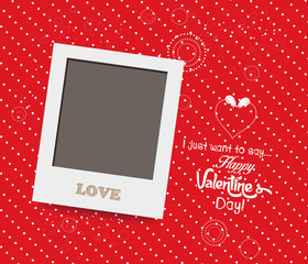 Blank instant photo frame lovely on red background