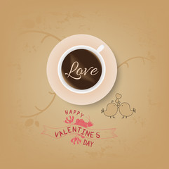 vintage valentines cup of coffee with love