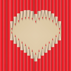 heart shape out of pencils valentines day