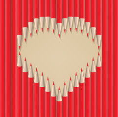 heart shape out of pencils valentines day