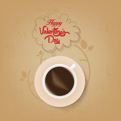 cup of coffee with valentines bubble