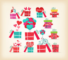 set of valentine gift love with heart