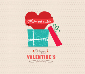 Valentine's Day love greeting card with gift