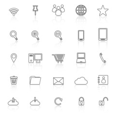 Internet line icons on white background