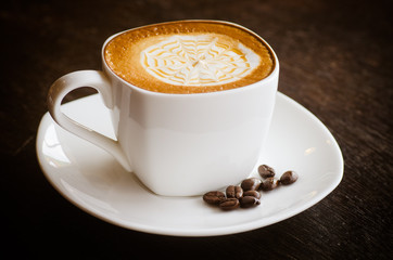 Close-up of a wonderful cup of hot coffee