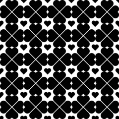 Black and white seamless pattern with heart stylish.