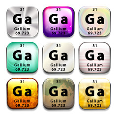 Buttons showing Gallium and its abbreviation