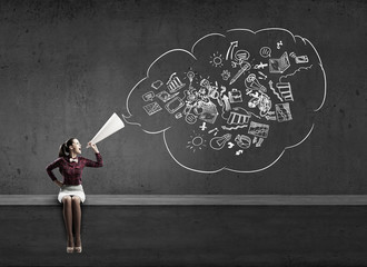 Woman announcing something