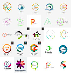 Logo collection, geometric business icon set