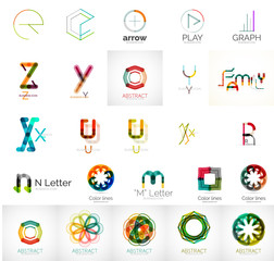 Logo collection, geometric business icon set