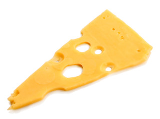 Sliced cheese isolated on white background