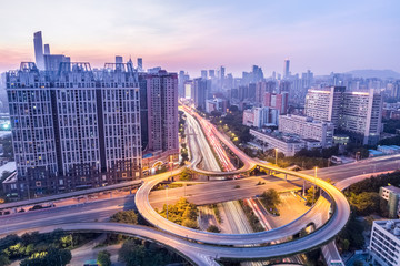 guangzhou huangpu interchange in twilight