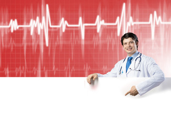 Doctor with banner