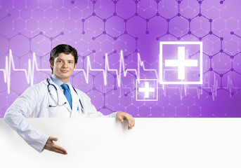Doctor with banner