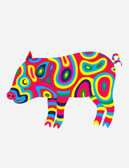 Pig abstract colorfully, art vector illustration