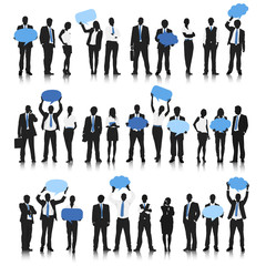 Busness people blue speech bubble concept