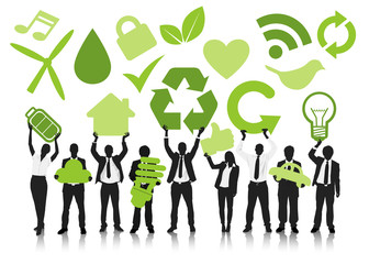 People Bissiness Green Icons Recycle Reduce Reuse Concept