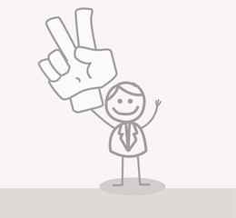 Funny Doodle : Business Man Peace Hand